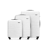 wittchen valise de voyage bagage à main valise cabine valise rigide en abs avec 4 roulettes pivotantes serrure à combinaison poignée télescopique groove line set de 3 valises blanc