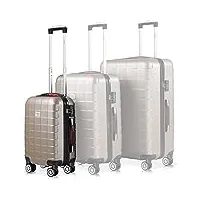 monzana® valise rigide exopack champagne taille m serrure tsa 4 roues 360° poignée télescopique plastique abs voyage avion