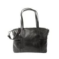 leconi shopper look vintage pour dames besace sac cabas sac épaule cuir véritable naturel sac pour dames sac en bandoulière sac à main cuir 37x28x15cm gris sombre le0061-buf