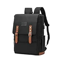 hfsx sac à dos vintage pour ordinateur portable - pour femme et homme - sac à dos antivol avec port de charge usb - pour ordinateur portable de 15,6" - noir