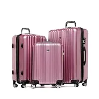 fergÉ set 3 valises rigides extensible à roulettes toulouse ensemble de bagages trolley voyage pink