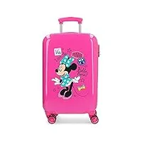 disney enjoy minnie valise trolley cabine rose 34x55x20 cms rigide abs serrure à combinaison 34l 2,6kgs 4 roues doubles bagage à main
