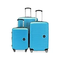 hauptstadtkoffer mitte - lot de 3 valises - valise bagage à main 55 cm, valise moyenne 68 cm + grande valise de voyage 77 cm, coque rigide abs, tsa, bleu cyan