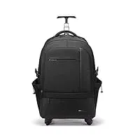 sh-lgx sac à roulettes de voyage professionnel à grande roue, sac de voyage approuvé pour l'avion pour ordinateur portable, sac à dos imperméable et portable, noir (48x20x35cm)