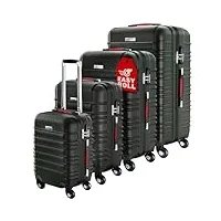 monzana® set de 4 valises rigides noir s/m/l/xl 4 roues 360° poignée télescopique cadenas malle vacances valise roulettes