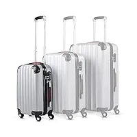 valise rigide m argent 4 roues 360° bagage poignée télescopique plastique abs cadenas à combinaison malle voyage