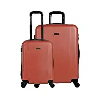 itaca - valises. lot de valise rigides 4 roulettes - valise grande taille, valise soute avion, bagages pour voyages.ensemble valise voyage. verrouillage à combinaison 71117, corail-anthracite