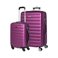 itaca - valises. lot de valise rigides 4 roulettes - valise grande taille, valise soute avion, bagages pour voyages.ensemble valise voyage. verrouillage à combinaison 71217, violet