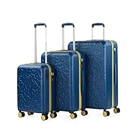 lois - valises. lot de valise rigides 4 roulettes - valise grande taille, valise soute avion, bagages pour voyages.ensemble valise voyage. verrouillage à combinaison 171100, bleu