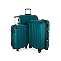 hauptstadtkoffer - spree - set de 3 valises, bagages rigides, abs, tsa, extensible, extra léger, 4 roues, (s m & l), vert aqua