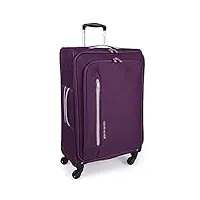pierre cardin valise cion souple avec roues résistantes | valise télescopique avec sangles de rangement cl610m violet et gris clair. moyen