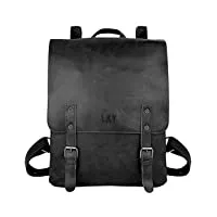 lxy sac à dos vintage en cuir végétalien pour ordinateur portable et homme, sac à dos en cuir synthétique noir, sac à dos pour week-end, voyage