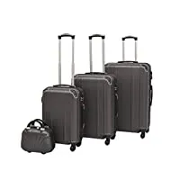 lot de 4 valises à roulettes rigides à bagages à main extensibles avec 4 roulettes pivotantes lot de 3 bagages à main de voyage avec 1 trousse de beauté, noir