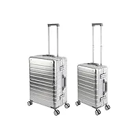 travelhouse oslo t6005 valise de voyage en aluminium différentes tailles et couleurs, argenté, handgepäck & mittlerer koffer set