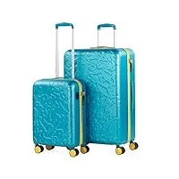 lois - valises. lot de valise rigides 4 roulettes - valise grande taille, valise soute avion, bagages pour voyages.ensemble valise voyage. verrouillage à combinaison 171117, bleu verdâtre