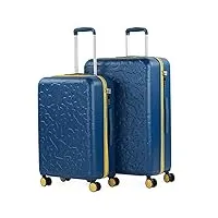 lois - valises. lot de valise rigides 4 roulettes - valise grande taille, valise soute avion, bagages pour voyages.ensemble valise voyage. verrouillage à combinaison 171116, bleu
