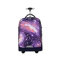 myalq sac à dos trolley pour enfants cartable à roulettes rolling backpack 25l (violet étoilé)