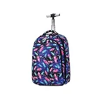 myalq sac à dos trolley valise pour enfants bagages pour enfants bagages à main bagage à roulettes cartable 50 cm, 25 l, plumes colorées