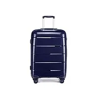 kono valise bagage a main rigide en polypropylène léger 4 roulettes avec serrure tsa (bleu marine, m (65cm - 66l))