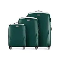 wittchen pc ultra light bagage rigide valise de voyage valise trolley lot de 3 valises en polycarbonate quatre roulettes serrure à combinaison tsa manche télescopique en aluminium taille (s+m+l) vert