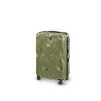 crash baggage - stripe large, valise rigide en polycarbonate avec rayures en relief, grand bagage, dimensions du chariot 79 x 50 x 30 cm, capacité 99 litres, couleur olive