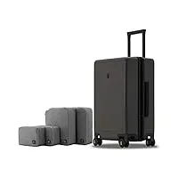 level8 valise cabine Élégance mat bagage à main trolley rigide avec organisateur de valise 4 pièces, valise de voyage avec 4 roulettes doubles pivotantes et serrure tsa, 66cm, 65l, olive verte