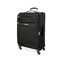 roll road royce valise moyenne noir 43x66x26 cms souple polyester serrure à combinaison 64l 2,6kgs 4 roues extensible