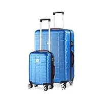 monzana set de 2 valises rigides exopack bleu m/xl 4 roues 360° poignée télescopique serrure tsa plastique abs malle voyage bagages