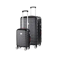 monzana set de 2 valises rigides exopack noir m/xl 4 roues 360° poignée télescopique serrure tsa plastique abs malle voyage bagages