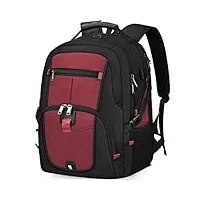sac à dos ordinateur portable 17.3 pouces homme imperméable sac à dos grande capacité sac à dos de voyage d'affaires avec chargement usb loisirs affaire collège rouge