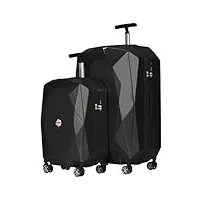 kensie bagage rigide à roulettes pivotantes 3d avec serrure tsa pour femme, noir, 2 piece set (28"/20"), bagage rigide à roulettes pivotantes 3d pour femme