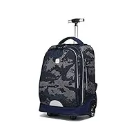myalq Étanche sac à roulettes pour enfants 2-en-1 sac à dos à roulettes bagage cabine valise 48 x 32 x 21cm, 18 litres, gris camouflage
