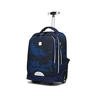 myalq sac à dos trolley Étanche pour enfants bagage cabine 2-en-1 sac à dos à roulettes 48 x 32 x 21 cm, 18 litres, bleu camouflage
