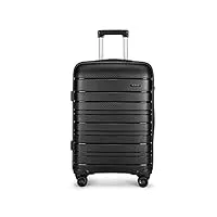 kono valise trolley moyenne 65cm valise de transport rigide en polypropylène ultra léger à 4 roulettes avec serrure tsa intégré 66l (noir)