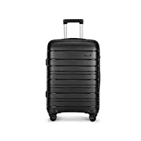 kono grande valise trolley 76cm valise rigide enregistrement en polypropylène ultra léger à 4 roulettes avec serrure tsa intégré 100l (noir)