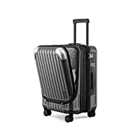level8 valise cabine extensible abs+pc bagage à main trolley rigide bagages cabine avec 4 roulettes doubles pivotantes et serrure tsa, 55x37x25cm, 42l, gris