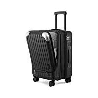 level8 valise cabine extensible abs+pc bagage à main trolley rigide bagages cabine avec 4 roulettes doubles pivotantes et serrure tsa, 55x37x25cm, 42l, noir