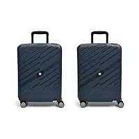 gabol sendai jeu de valises de voyage rigides de couleur bleue avec 2 valises de cabine