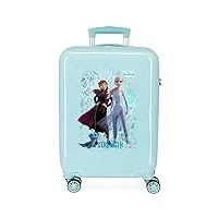 disney frozen la reine des neiges find your strenght valise trolley cabine bleu 38x55x20 cms rigide abs serrure à combinaison 34l 2,6kgs 4 roues doubles bagage à main