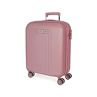 movom riga valise trolley cabine rose 40x55x20 cms rigide abs serrure à combinaison 37l 3kgs 4 roues doubles extensible bagage à main