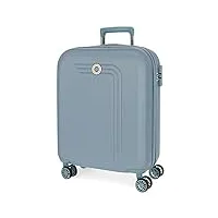movom riga valise trolley cabine bleu 40x55x20 cms rigide abs serrure à combinaison 37l 3kgs 4 roues doubles extensible bagage à main