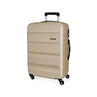roll road flex valise grande beige 51x74x28 cms rigide abs serrure à combinaison 91l 3,8kgs 4 roues