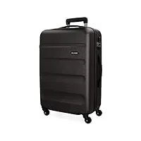roll road flex valise moyenne noir 46x65x23 cms rigide abs serrure à combinaison 56l 3,1kgs 4 roues