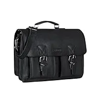 stilord 'jeffrey' porte document femme et homme cuir sac d'enseignant xl sac à bandoulière ordinateur portable 15,6 classeur a4 trolley, couleur:noir