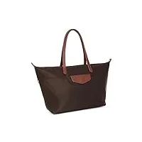 hexagona - sac cabas porté main - compatible téléphone portable - pour femme - collection pop - marron foncé