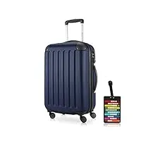 hauptstadtkoffer spree - bagage à main extensible, valise cabine 4 roulettes, 55 cm + étiquette de valise, bleu foncé