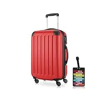 hauptstadtkoffer spree - bagage à main extensible, valise cabine 4 roulettes, 55 cm + étiquette de valise, rouge