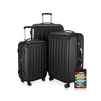hauptstadtkoffer spree - ensemble de valises, set de 3 trolleys rigides (s,m & l) + étiquette de valise, (s, m et l) noir
