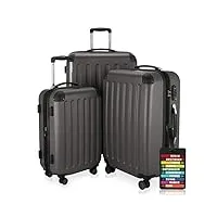 hauptstadtkoffer spree - ensemble de valises, set de 3 trolleys rigides (s,m & l) + étiquette de valise, (s, m & l) graphite