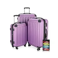 hauptstadtkoffer spree - ensemble de valises, set de 3 trolleys rigides (s,m & l) + étiquette de valise, (s,m & l) lilas